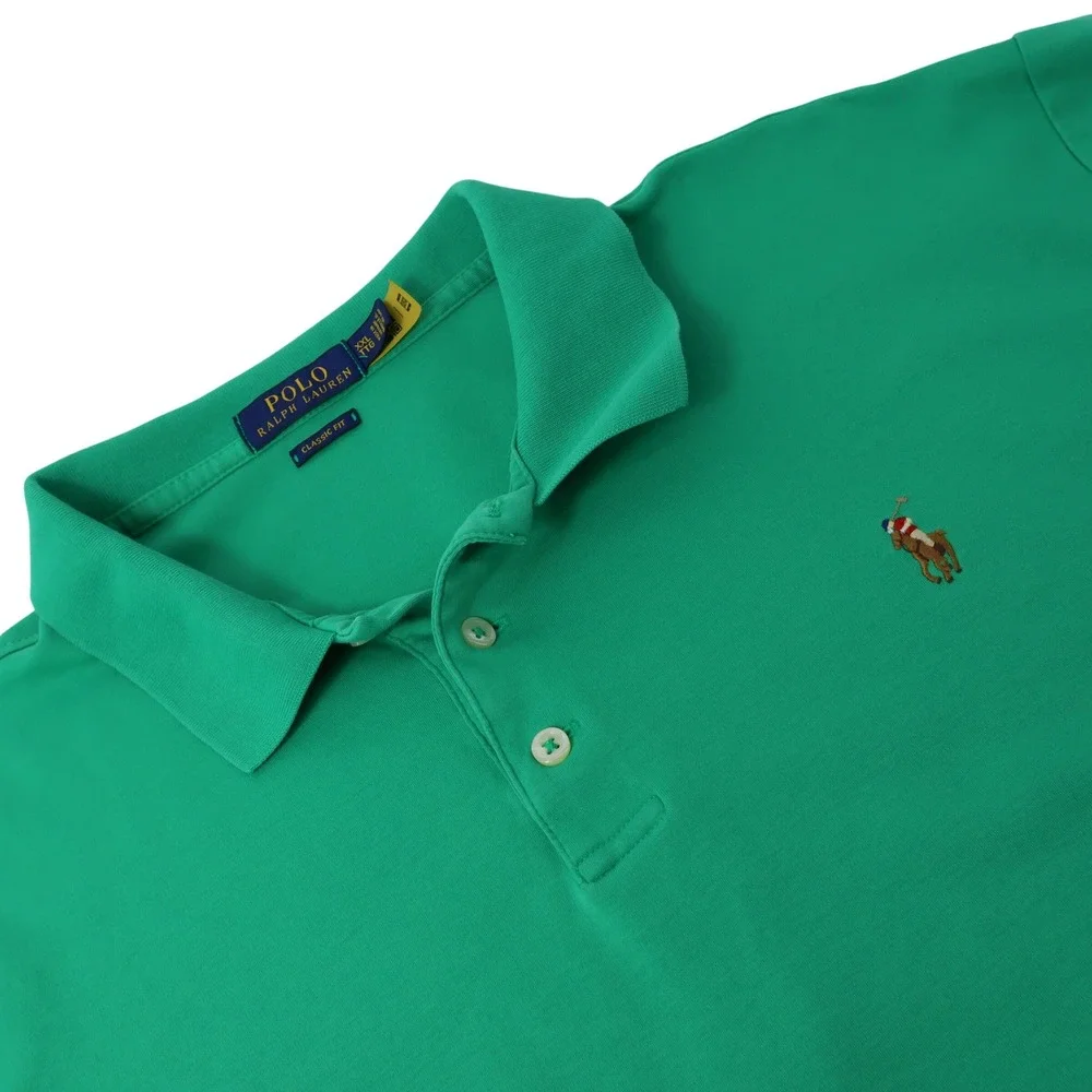 Ralph Lauren Mens Classic Fit Polo Shirt Kelly Green Short Sleeve Cotton XXL